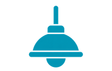 Commercial and industrial lighting maintenance icon showing a suspended light fitting