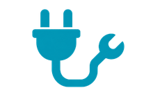 Electrical maintenance icon with plug and spanner