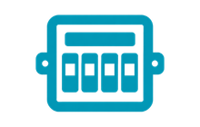 Power distribution icon showing an electrical distribution board