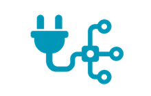 Power distribution maintenance icon showing an electrical plug and distribution network