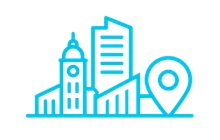 Sheffield commercial electrical services icon showing a city skyline and location marker