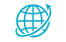 Nationwide lighting coverage icon showing a globe with a surrounding directional arrow