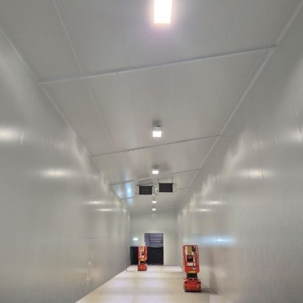 Long internal commercial facility fitted with LED lighting installation