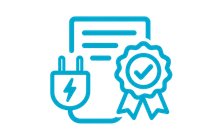 Electrical inspection accreditation icon showing certification and electrical compliance